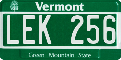 VT license plate LEK256