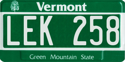 VT license plate LEK258