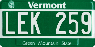 VT license plate LEK259