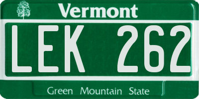VT license plate LEK262