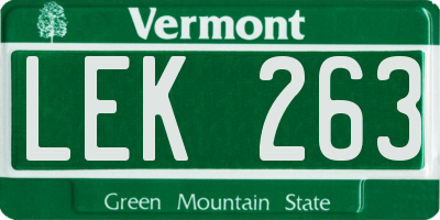 VT license plate LEK263