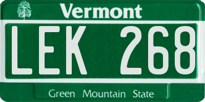 VT license plate LEK268
