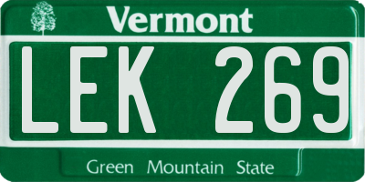 VT license plate LEK269