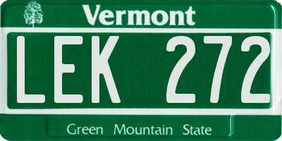 VT license plate LEK272