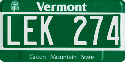 VT license plate LEK274