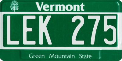 VT license plate LEK275