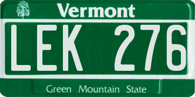 VT license plate LEK276
