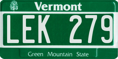 VT license plate LEK279