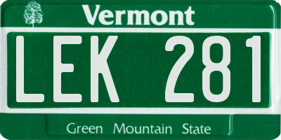 VT license plate LEK281