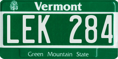 VT license plate LEK284