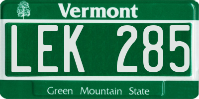 VT license plate LEK285