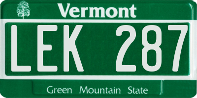 VT license plate LEK287