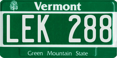 VT license plate LEK288