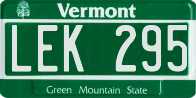 VT license plate LEK295