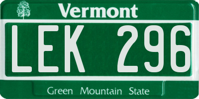 VT license plate LEK296