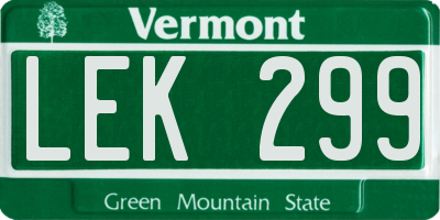 VT license plate LEK299