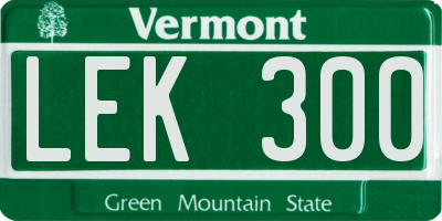 VT license plate LEK300