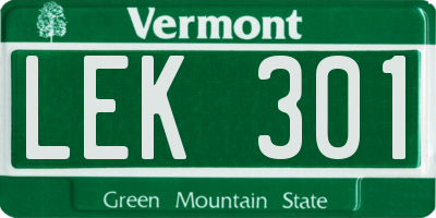 VT license plate LEK301