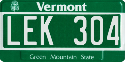 VT license plate LEK304