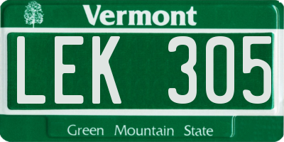 VT license plate LEK305