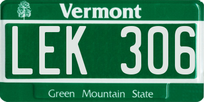 VT license plate LEK306