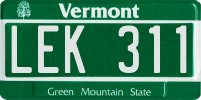 VT license plate LEK311