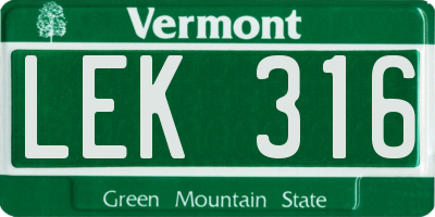 VT license plate LEK316