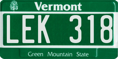 VT license plate LEK318