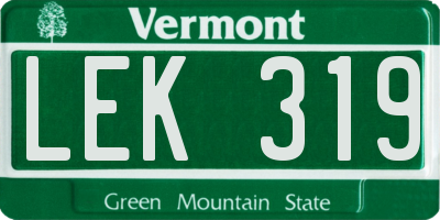 VT license plate LEK319