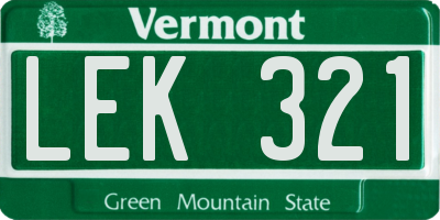 VT license plate LEK321