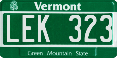 VT license plate LEK323