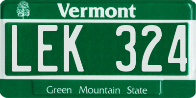 VT license plate LEK324