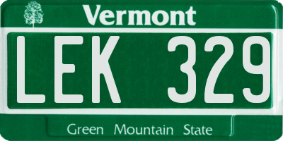 VT license plate LEK329