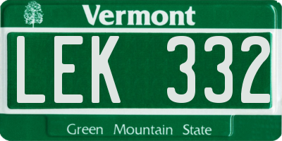 VT license plate LEK332