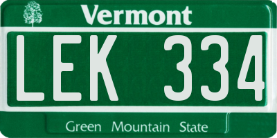 VT license plate LEK334