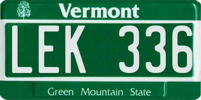 VT license plate LEK336
