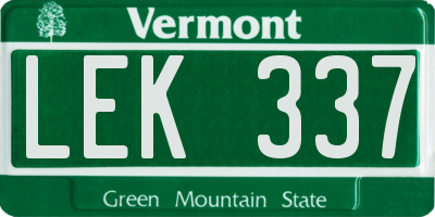 VT license plate LEK337