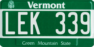 VT license plate LEK339