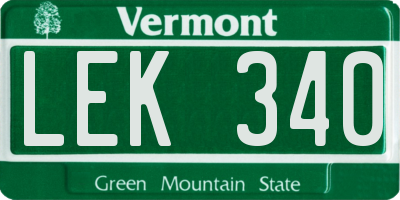 VT license plate LEK340