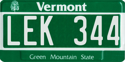 VT license plate LEK344