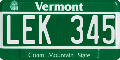 VT license plate LEK345