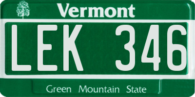 VT license plate LEK346