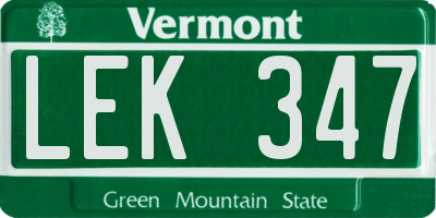 VT license plate LEK347
