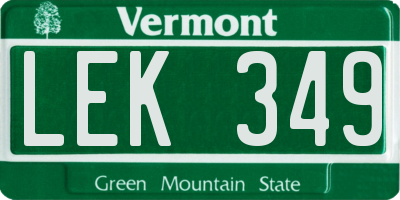 VT license plate LEK349