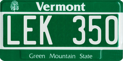 VT license plate LEK350
