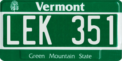 VT license plate LEK351