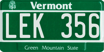 VT license plate LEK356