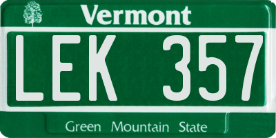 VT license plate LEK357