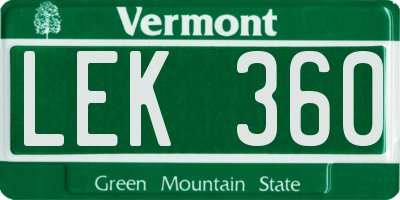 VT license plate LEK360