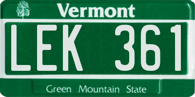 VT license plate LEK361